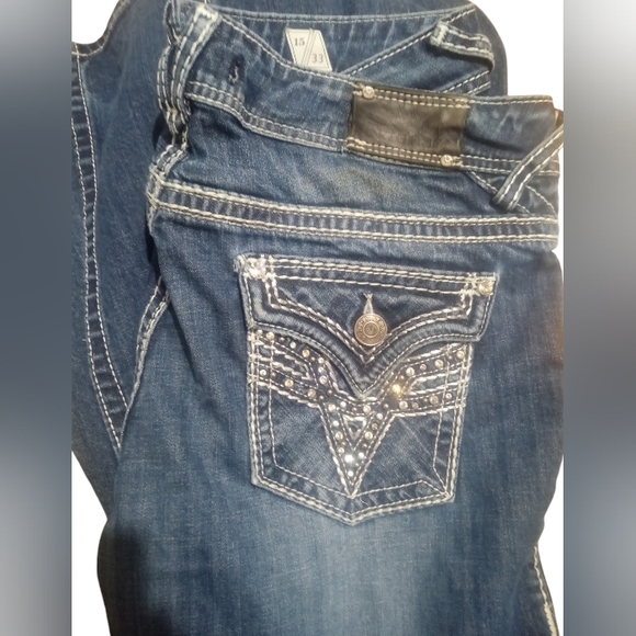 Women's Vigoss Size 15/33 Bootcut Jeans with Rhinestones on back pockets - Picture 12 of 13